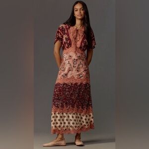 Farm Rio Glam Tapestry Laces Short Sleeve Maxi NWT Dress Size Large